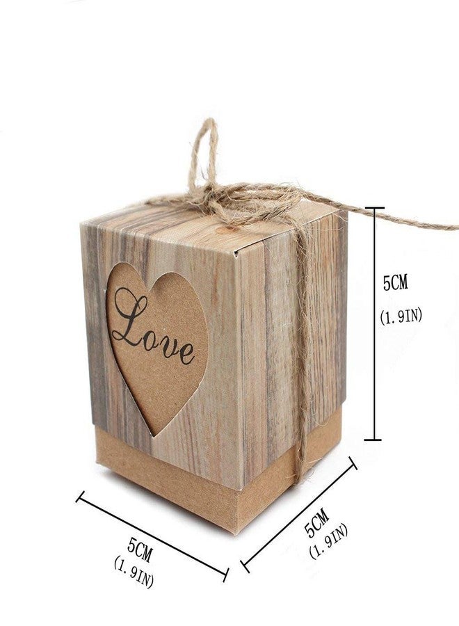 كوبو علب هدايا حلوى من كوبو، 50 قطعة، مصنوعة من ورق كرافت عتيق مع خيوط من الخيش، أكياس هدايا على شكل قلب مقلد لحاء الشجر، مناسبة لحفلات الزفاف وأعياد الميلاد وحفلات استقبال المولود الجديد (علب على شكل قلب). - Image 3